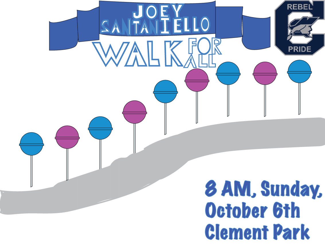 Animation Announcing the Joey Santaniello Walk for All 5K, October 6 at 9 am at Columbine High School. Graphic created by Student Jeremy Petersonl