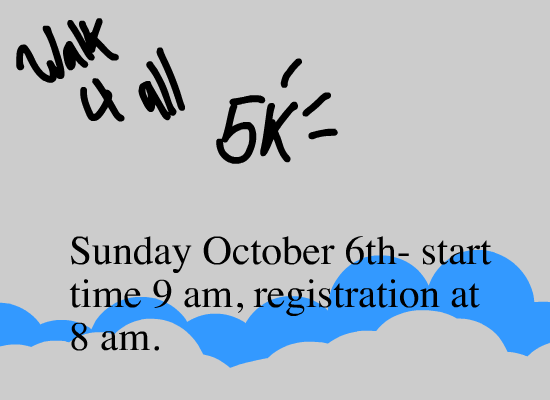 Animation Announcing the Joey Santaniello Walk for All 5K, October 6 at 9 am at Columbine High School. Graphic created by Student Marcus Jackson